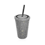 Simple Stylish With Lid Plastic Hot Drilling Drink Cup With Straw