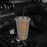 Simple Stylish With Lid Plastic Hot Drilling Drink Cup With Straw