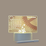 Clear Acrylic Desk Calendar with LED Night Light & Stand – and Erasable Marker